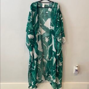 Sheer Leaf Patterned Cardigan